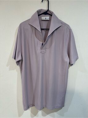 Edward Armah Lavender Pique Polo Shirt XL 100% Cotton Peru Short Sleeve Luxury